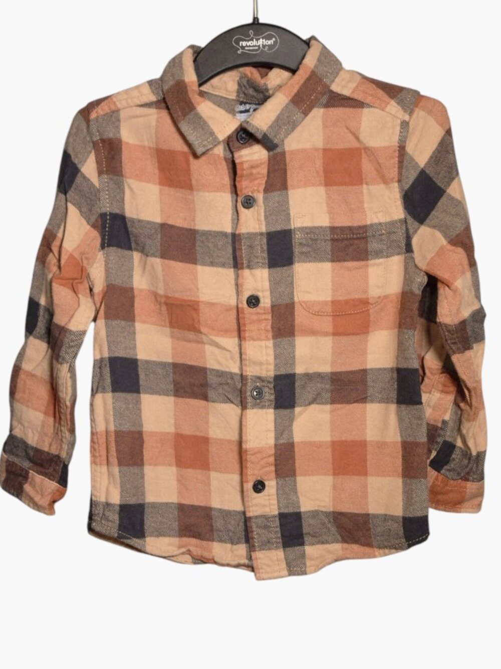Cat & Jack Tan/Black Plaid Shirt. Size 4T